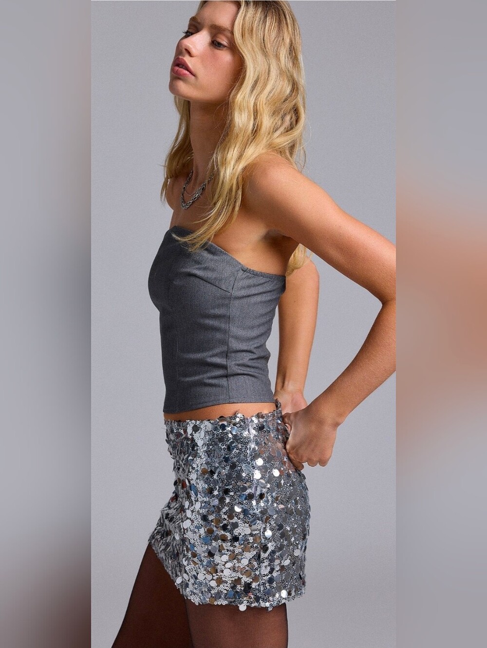 Silence + Noise Mini Sequin Skirt